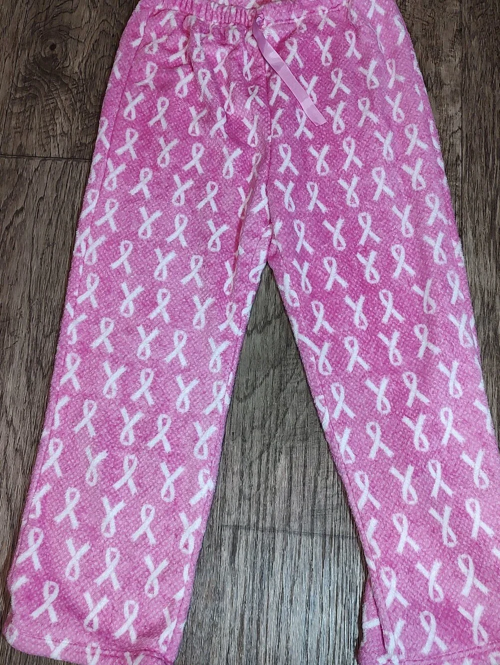Hotel Spa Pink breast Cancer Awareness Ribbon Print Plush Pajama Pants Size 1xL